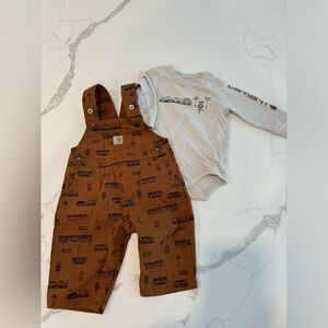 Infant matching overall long sleeve onesie